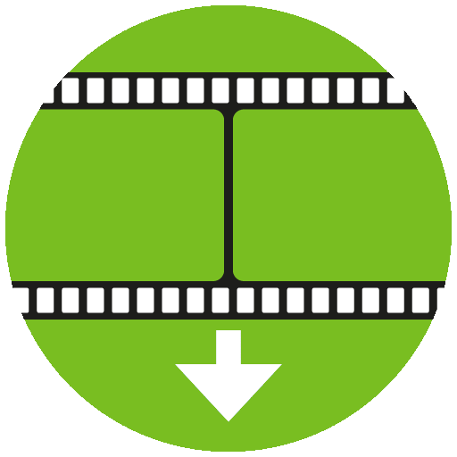 Ein grüner Kreis mit weißschwarzer Filmrolle. Der Button führt zum Download von Videos der Elly Heuss Knapp Schule.